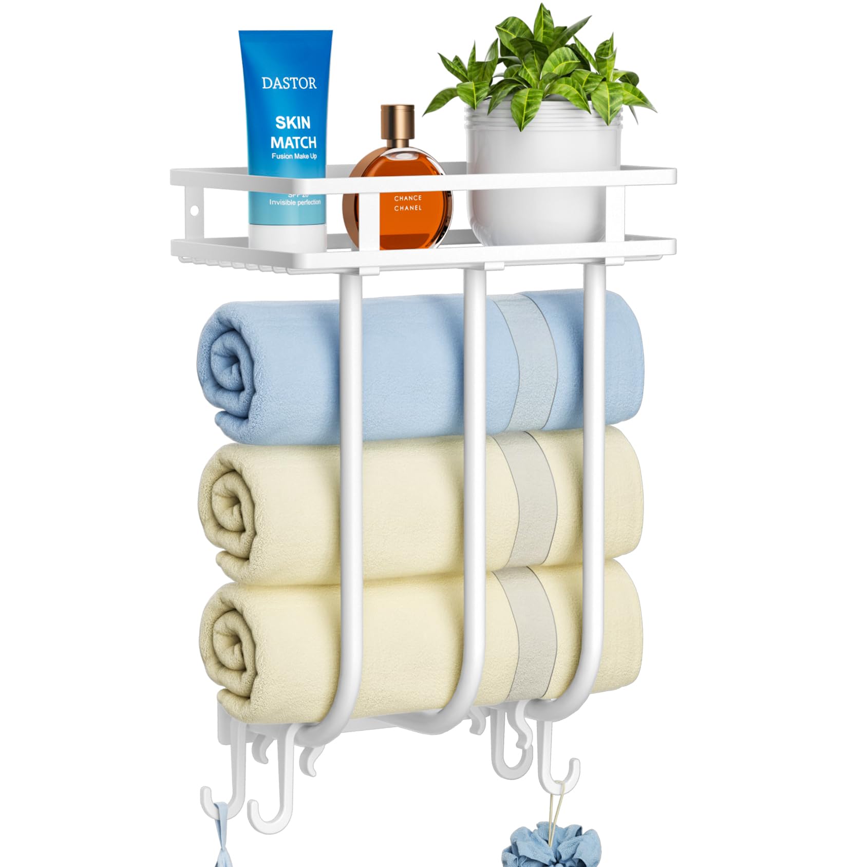 30% Off Wall-Mounted Towel Rack with Shelf & Hooks