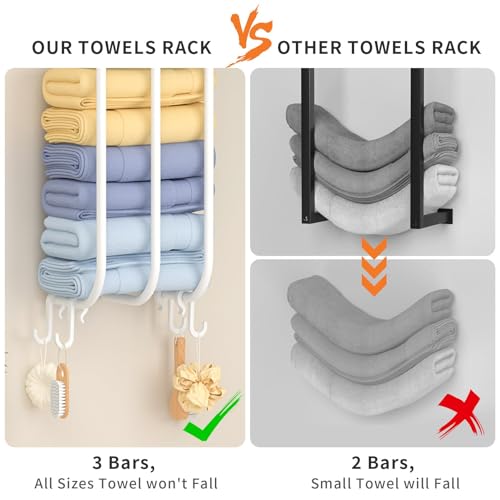 30% Off Wall-Mounted Towel Rack with Shelf & Hooks - Image 6