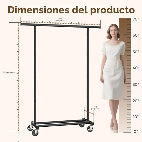 30% Off HYSEYY Rolling Clothes Rack, Portable Garment Rack - Image 6