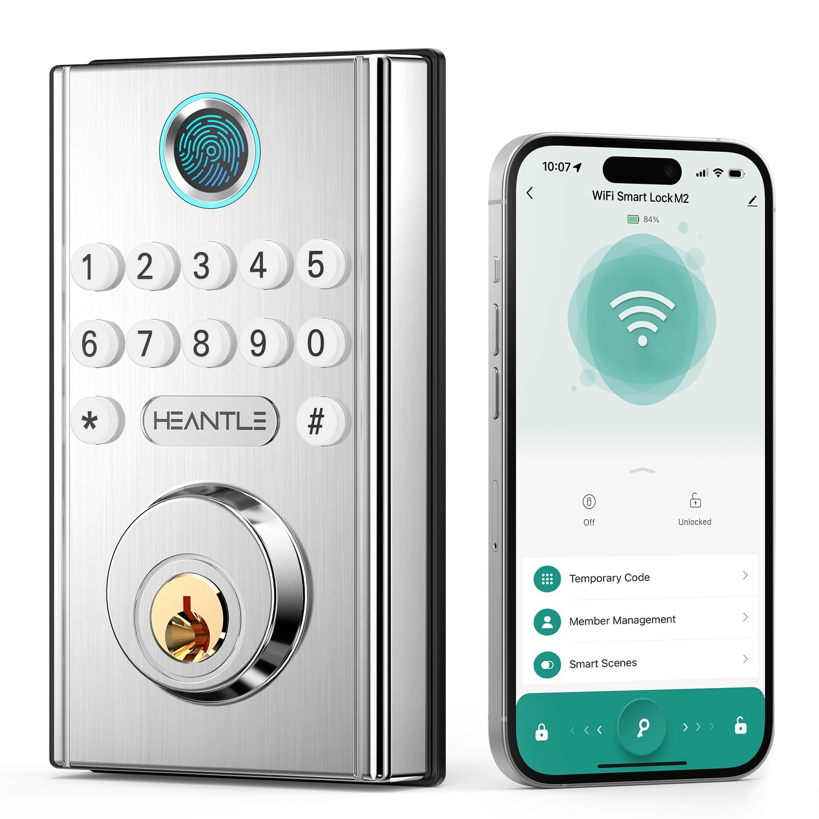 50% Off HEANTLE WiFi Smart Lock with Fingerprint & App Control - Image 1