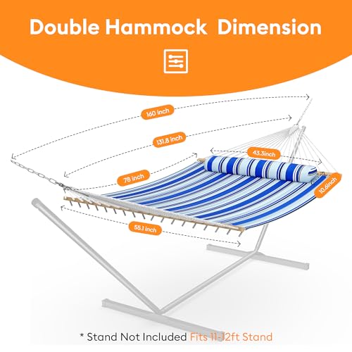40% Off Double Hammock with Spreader Bar & Pillow - Image 7