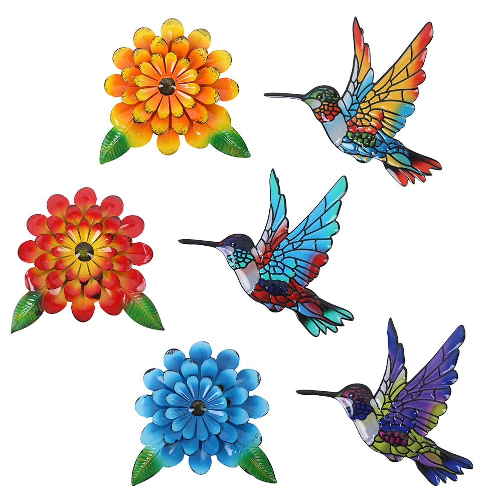 6% Off 3D Metal Hummingbird Flower Wall Art Decor - Image 1