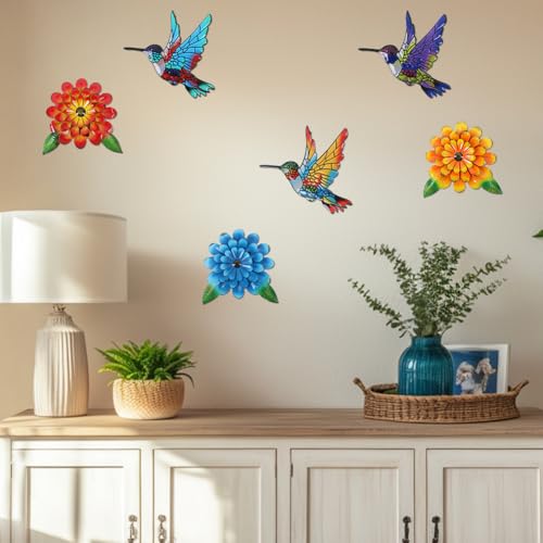 6% Off 3D Metal Hummingbird Flower Wall Art Decor - Image 5