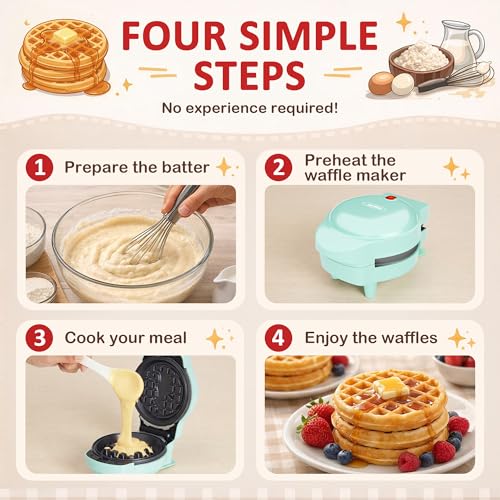 Sunvivi Mini Waffle Maker: 6 Plates, Fun Shapes - Image 6