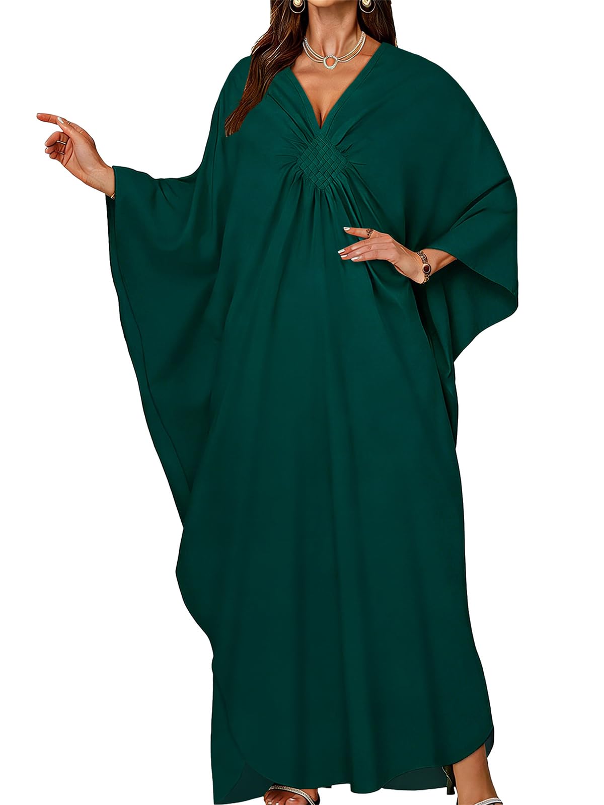 25% Off JILUVIN Plus Size Kaftan Dress with Boho Print