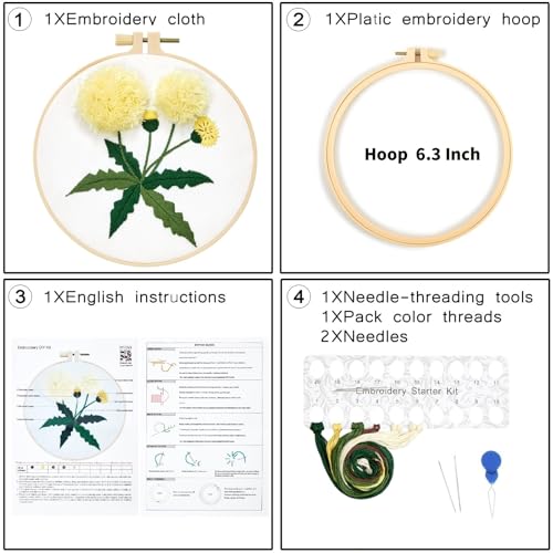 Save 50% on Dandelion Embroidery Kit for Beginners - Image 7