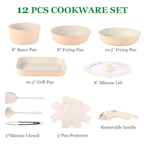 Price Drop: 12-Piece Nonstick Cookware Set with Detachable Handle - Image 4
