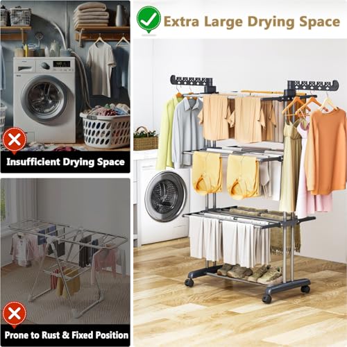 43% Off PurKeep Clothes Drying Rack with Wheels - Image 7