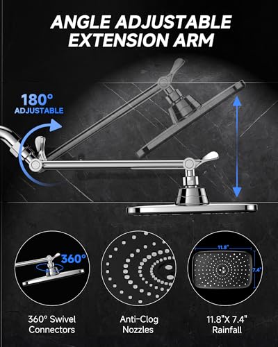 27% Off Veken 11.8" Rainfall Shower Head with Adjustable Arm - Image 3