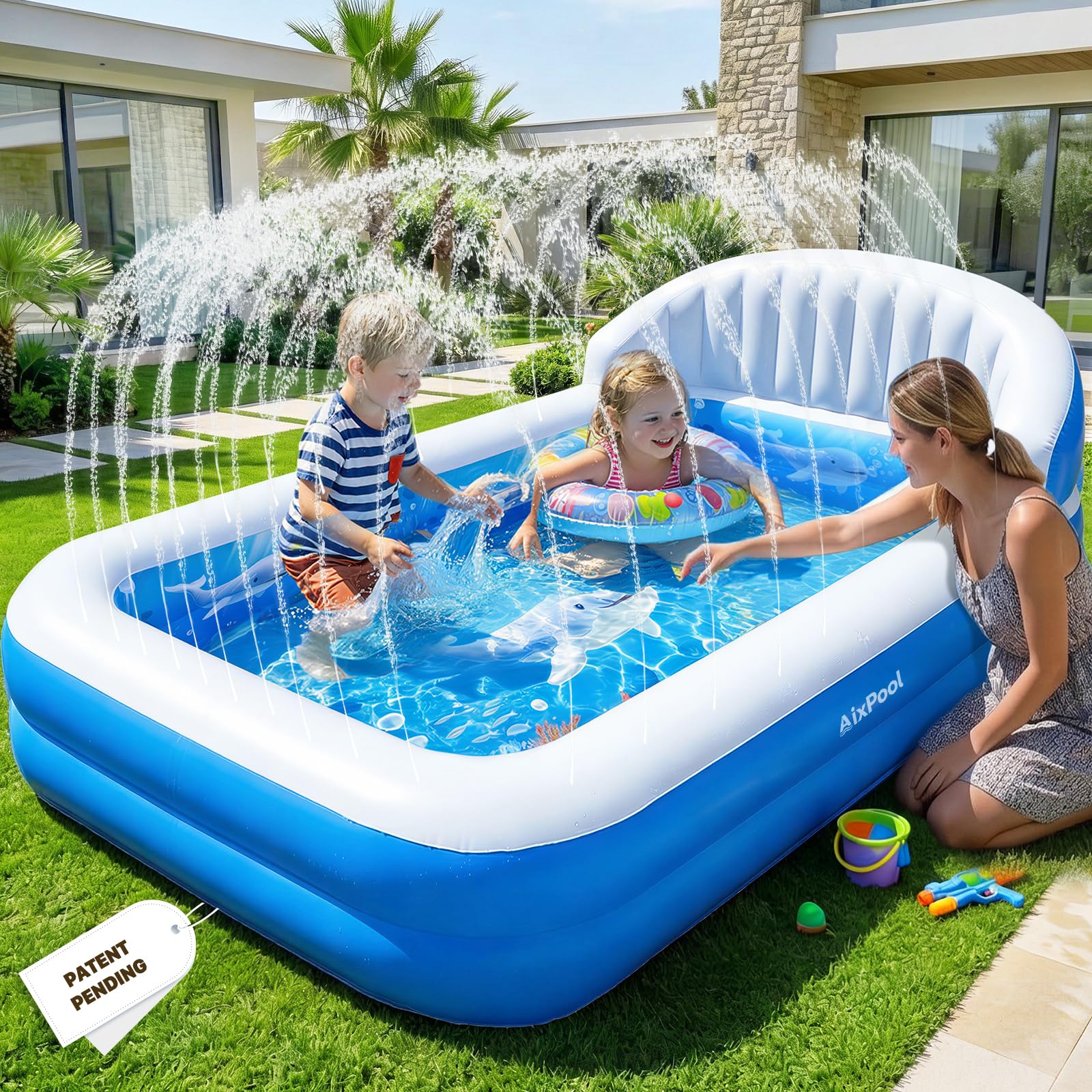 50% Off AixPool Inflatable Pool with Sprinkler for Kids