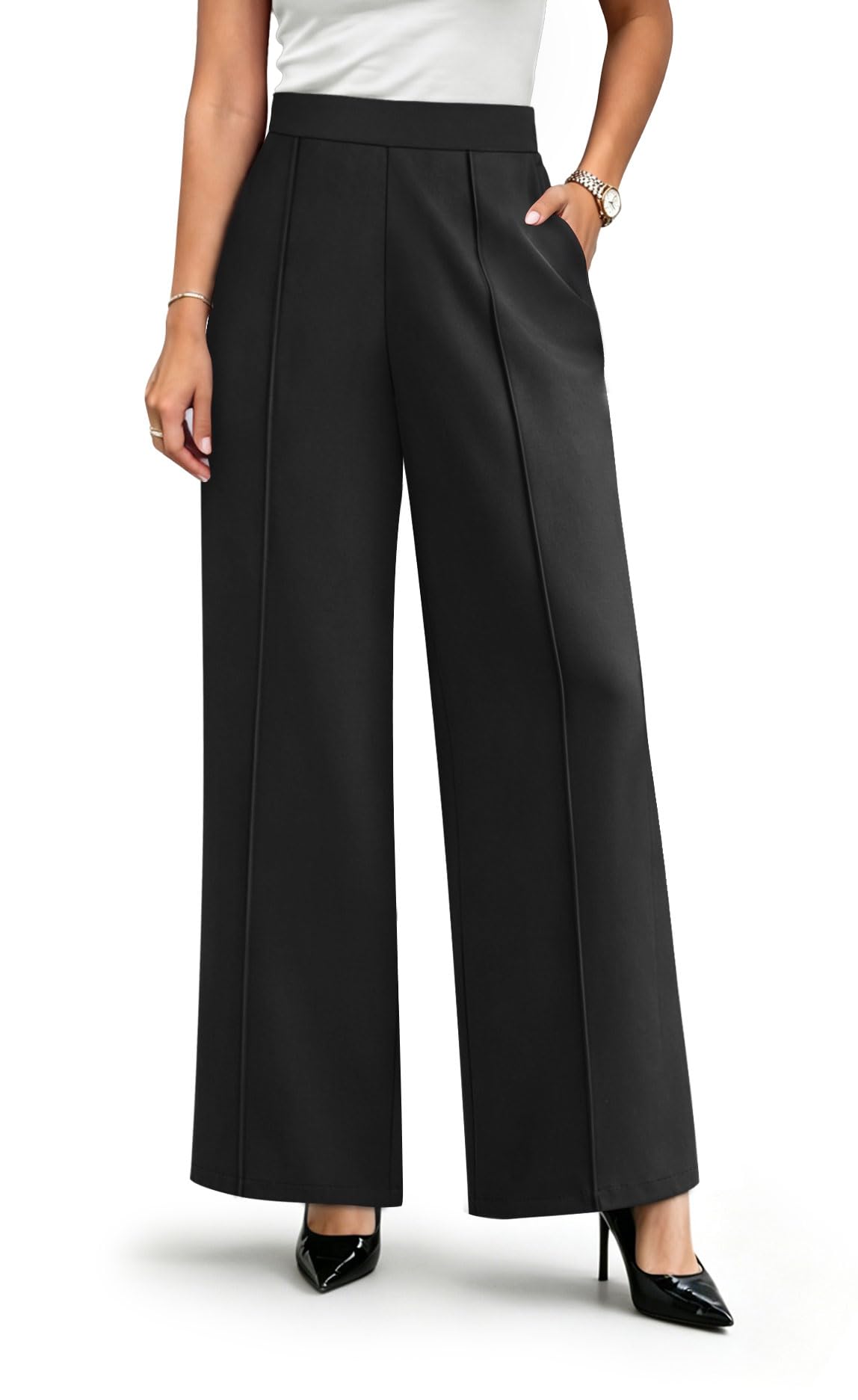 WIHOLL Women's Wide Leg Work Pants at $29.99