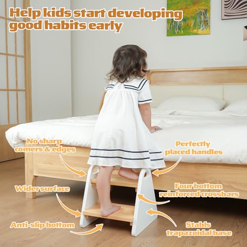 Best Value Wooden Toddler Step Stool with Handles - Image 7