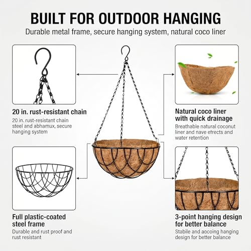 Kingbuy 12" Metal Hanging Planter Basket 2-Pack Deal - Image 6