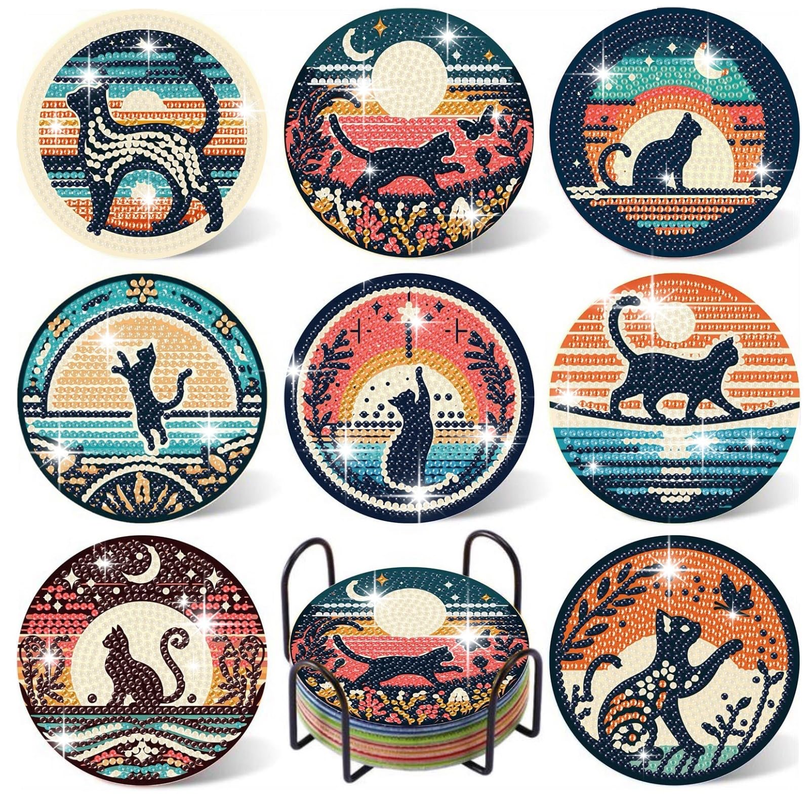 Save $3 with Code CVVDD9ZX on Cat Diamond Art Coasters Kit