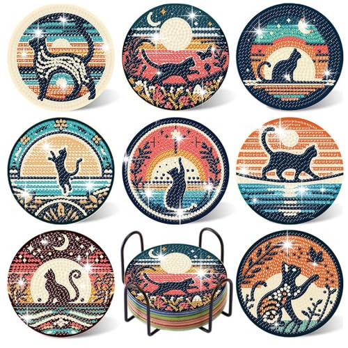 Save $3 with Code CVVDD9ZX on Cat Diamond Art Coasters Kit - Image 2