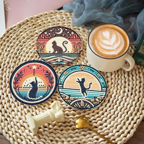 Save $3 with Code CVVDD9ZX on Cat Diamond Art Coasters Kit - Image 5