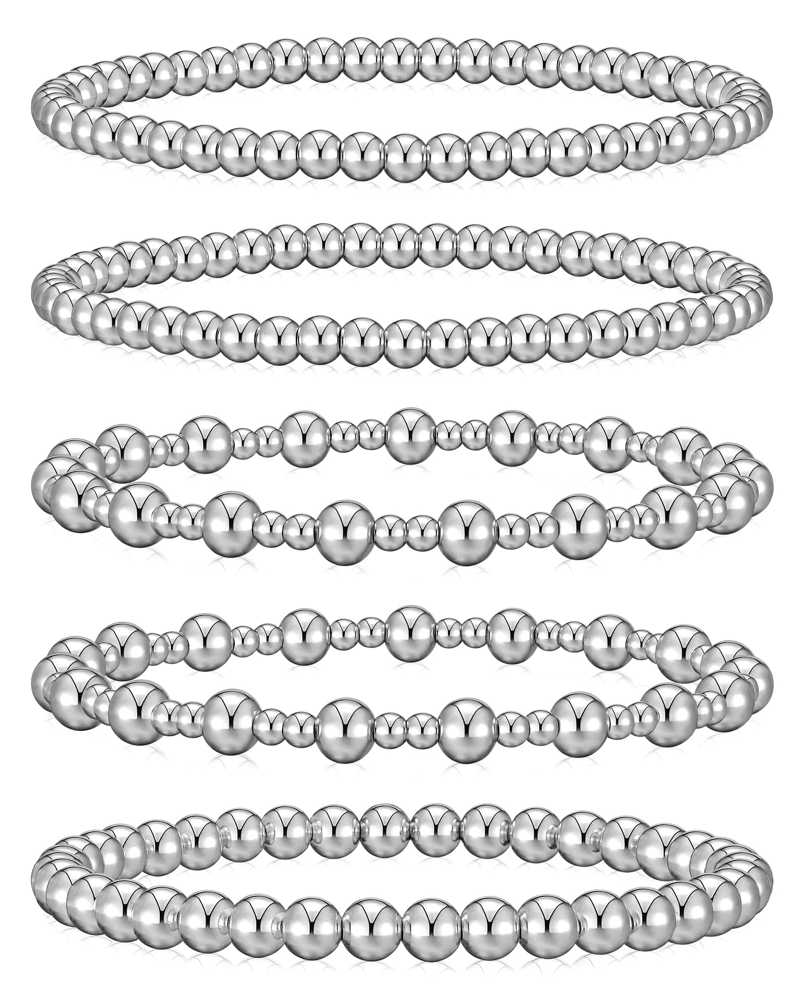 Beaded Gold Bracelet Set for Women - 5 Pcs, Under $10 - Image 1