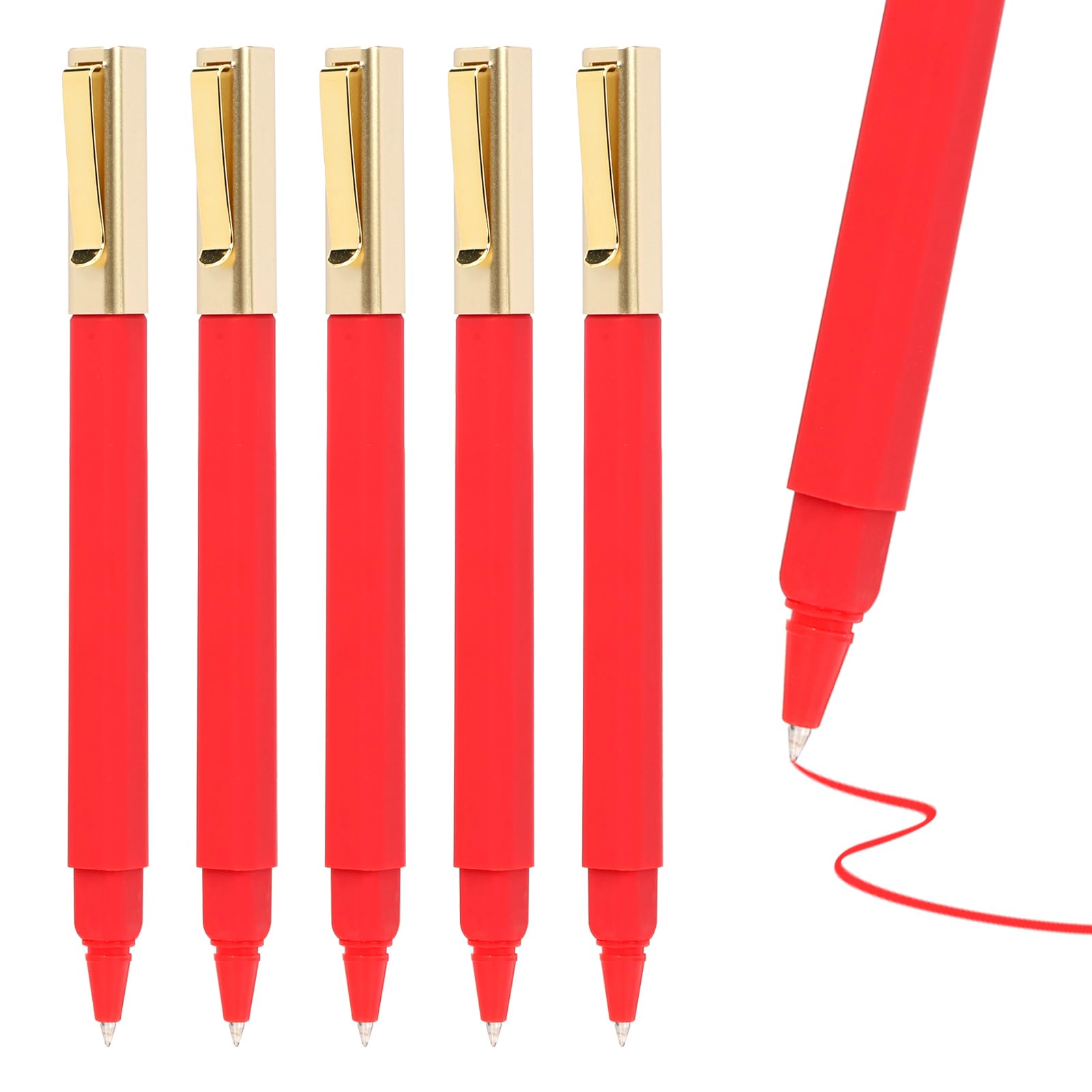 6 Red Gel Pens 0.5mm Medium Point - Great Deal with Code