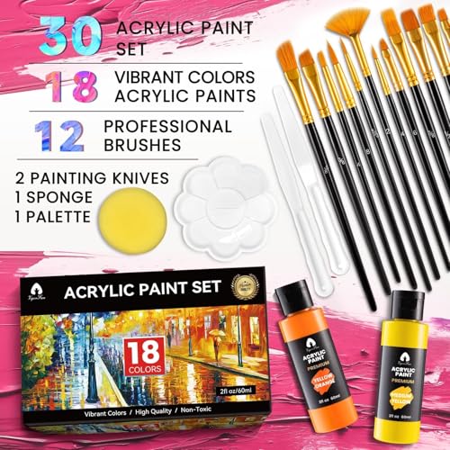 51% Off VigorFun 34-Piece Acrylic Paint Set with Brushes - Image 3
