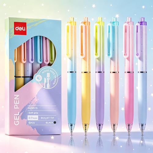 50% Off deli Retractable Gel Pens, 6-Pack, Smooth Writing - Image 2