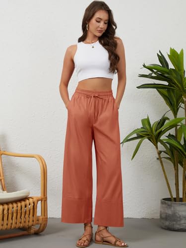 50% Off Womens Cotton Linen Wide Leg Pants with Pockets - Image 6