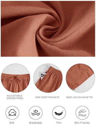 50% Off Womens Cotton Linen Wide Leg Pants with Pockets - Image 7