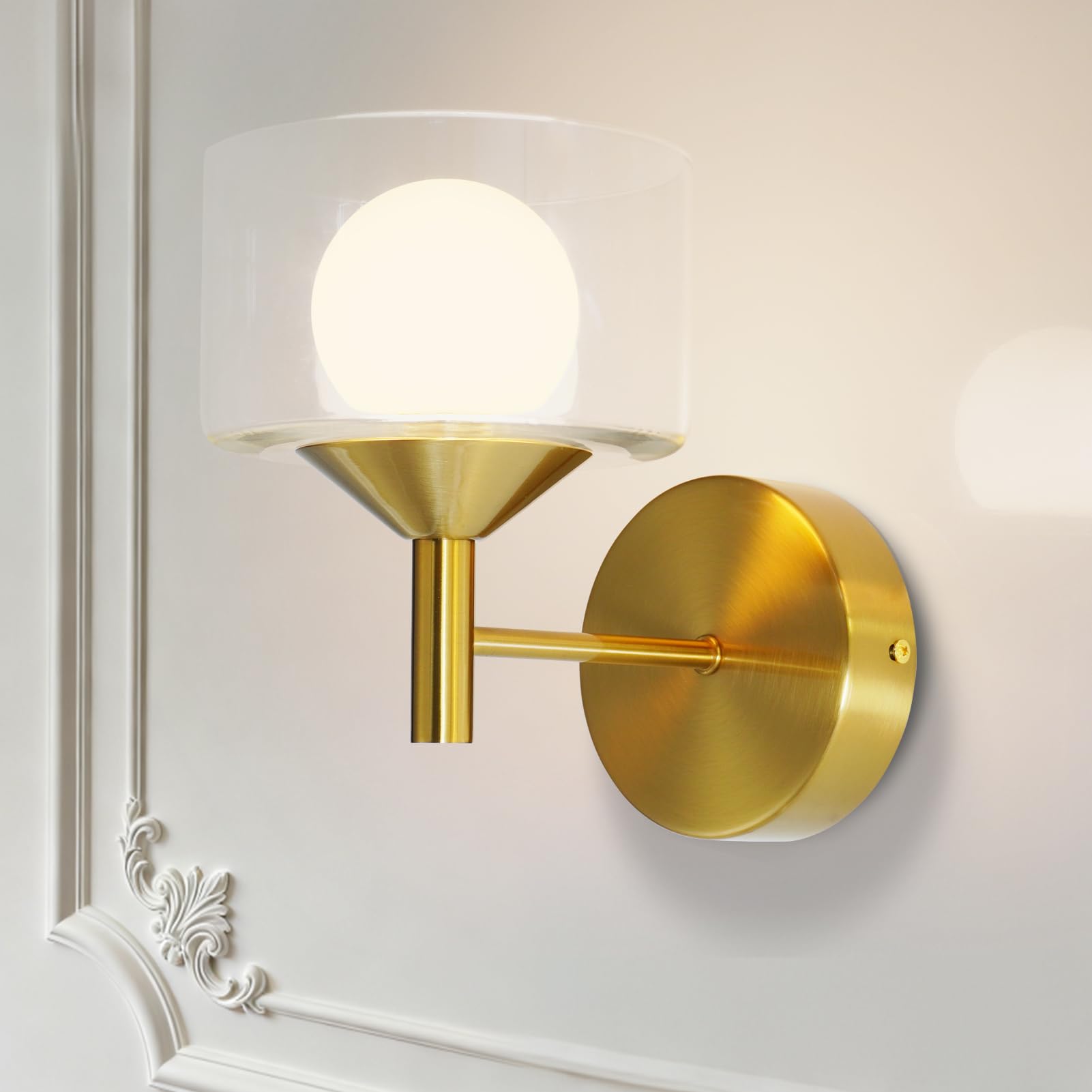 50% Off TYhogar Gold Wall Sconce with Clear Glass
