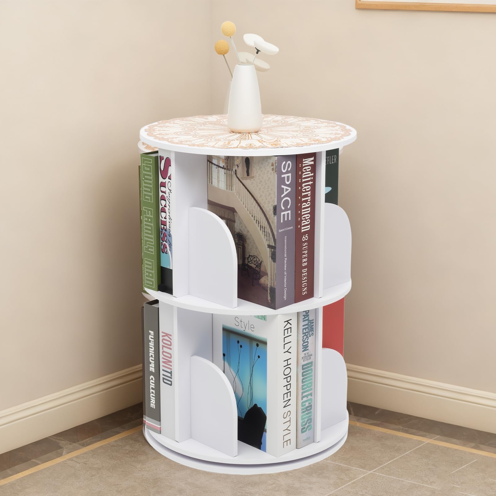 50% Off 2-Tier Rotating Bookshelf Organizer for Home Office
