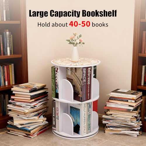 50% Off 2-Tier Rotating Bookshelf Organizer for Home Office - Image 3