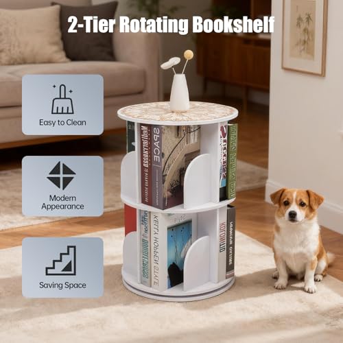 50% Off 2-Tier Rotating Bookshelf Organizer for Home Office - Image 5