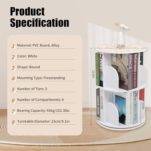 50% Off 2-Tier Rotating Bookshelf Organizer for Home Office - Image 6