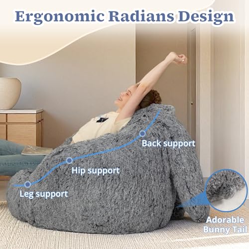 21% Off Achicsofar Plush Rabbit Bean Bag Chair - Soft & Cozy - Image 4