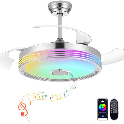 48-Inch Retractable Ceiling Fan with RGB Lights & Bluetooth Speaker - Image 2