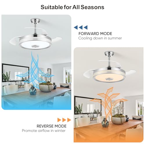 48-Inch Retractable Ceiling Fan with RGB Lights & Bluetooth Speaker - Image 7