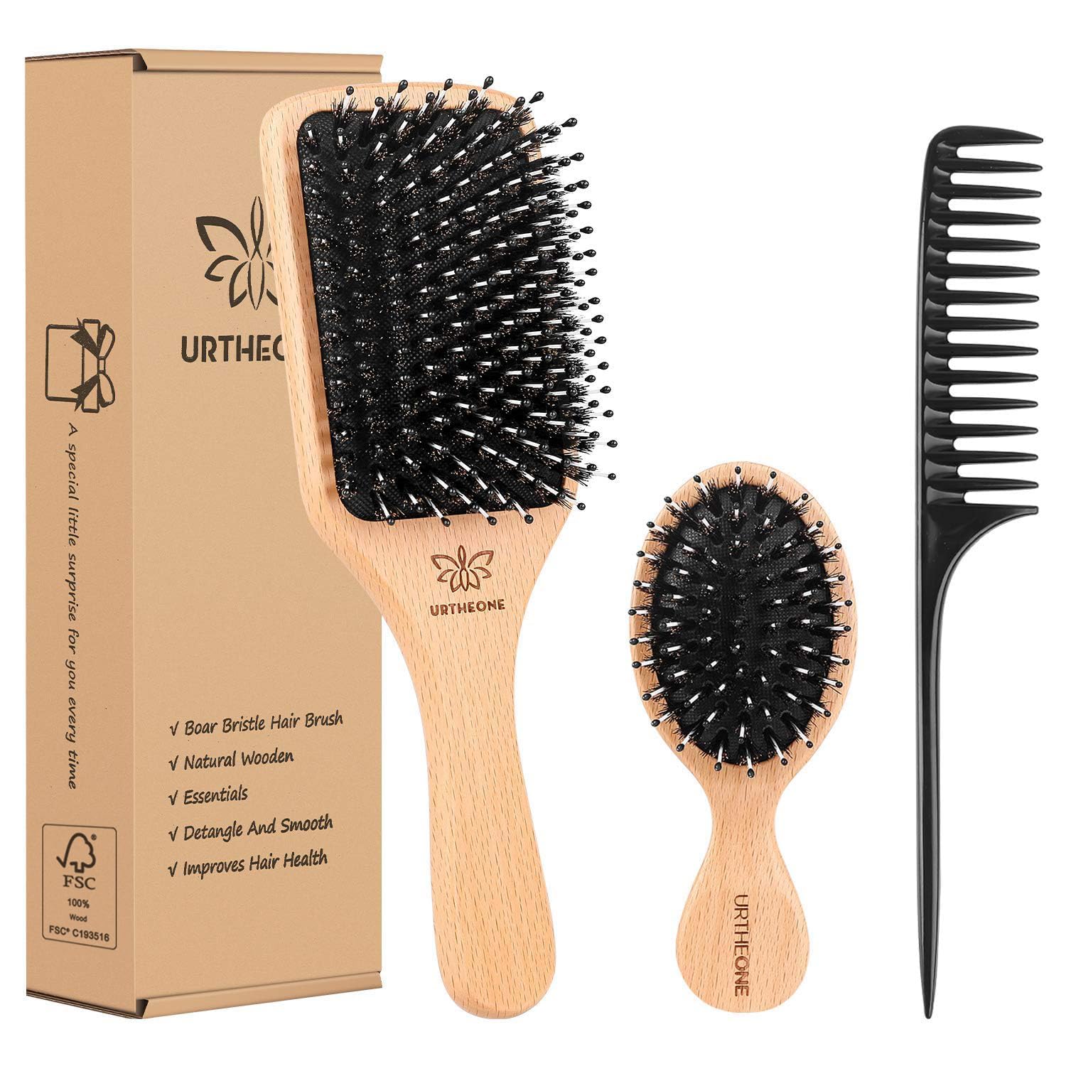 URTHEONE Boar Bristle Hair Brush Set under $20