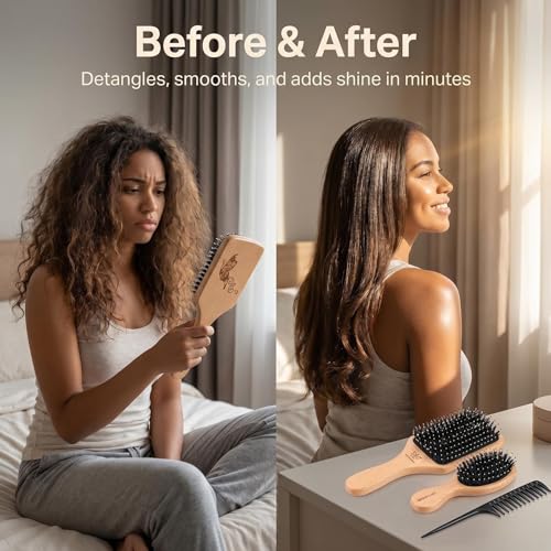 URTHEONE Boar Bristle Hair Brush Set under $20 - Image 5