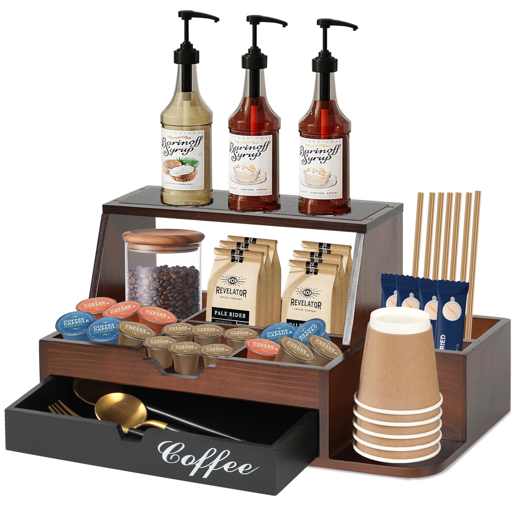 Farmhouse Coffee Bar Organizer with Drawer - Now $9.99