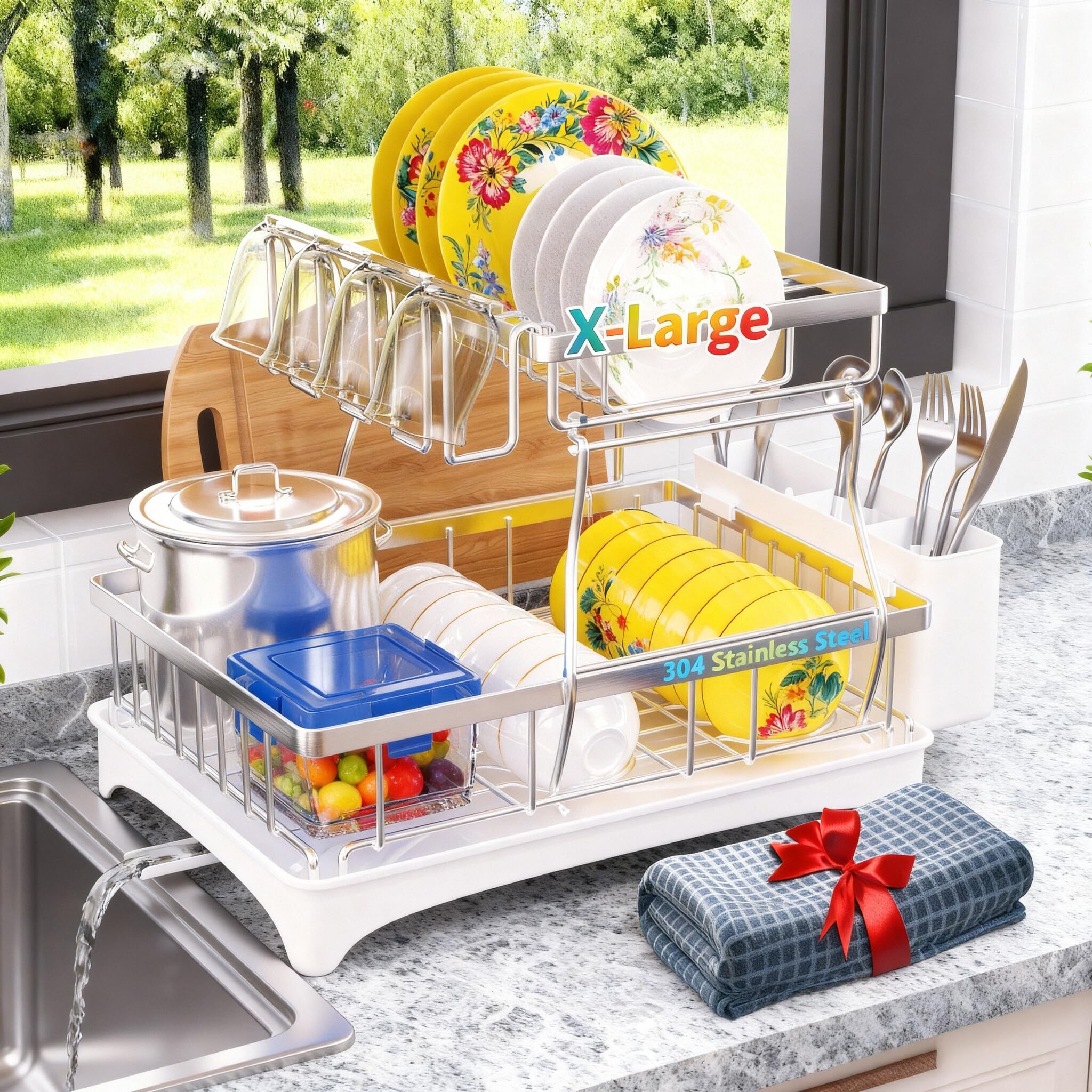 36% Off Godboat Dish Rack: Auto-Drain Kitchen Organizer - Image 1