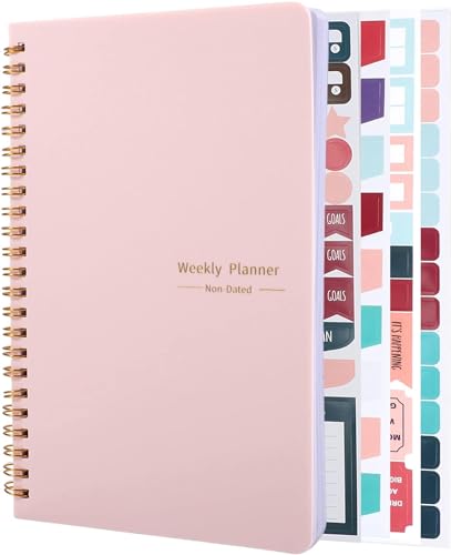 Undated Weekly Planner with Habit Tracker, 52 Weeks, Pink - Image 2