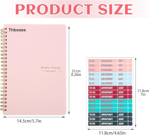 Undated Weekly Planner with Habit Tracker, 52 Weeks, Pink - Image 3