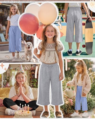 63% Off 3-Pack Girls' Wide Leg Capri Pants with Pockets - Image 4
