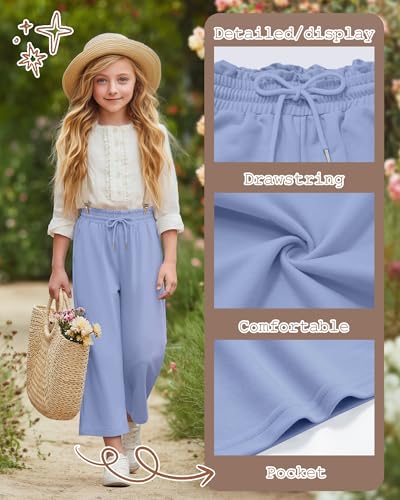 63% Off 3-Pack Girls' Wide Leg Capri Pants with Pockets - Image 5