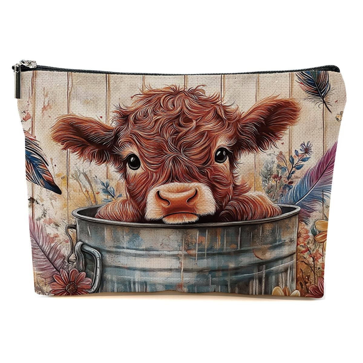 50% Off BQXH Cow Floral Makeup Bag – Country Gift Idea