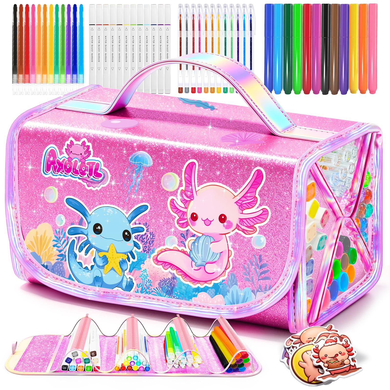 Save 50% on Axolotl Art Set – 70 PCS for Girls Ages 4-8 - Image 1
