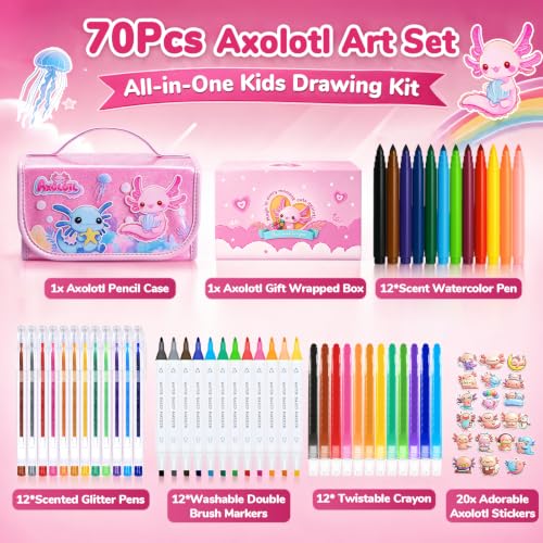Save 50% on Axolotl Art Set – 70 PCS for Girls Ages 4-8 - Image 3