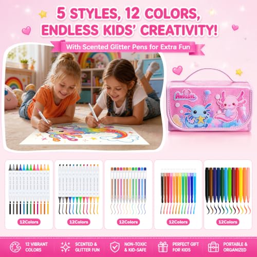 Save 50% on Axolotl Art Set – 70 PCS for Girls Ages 4-8 - Image 6