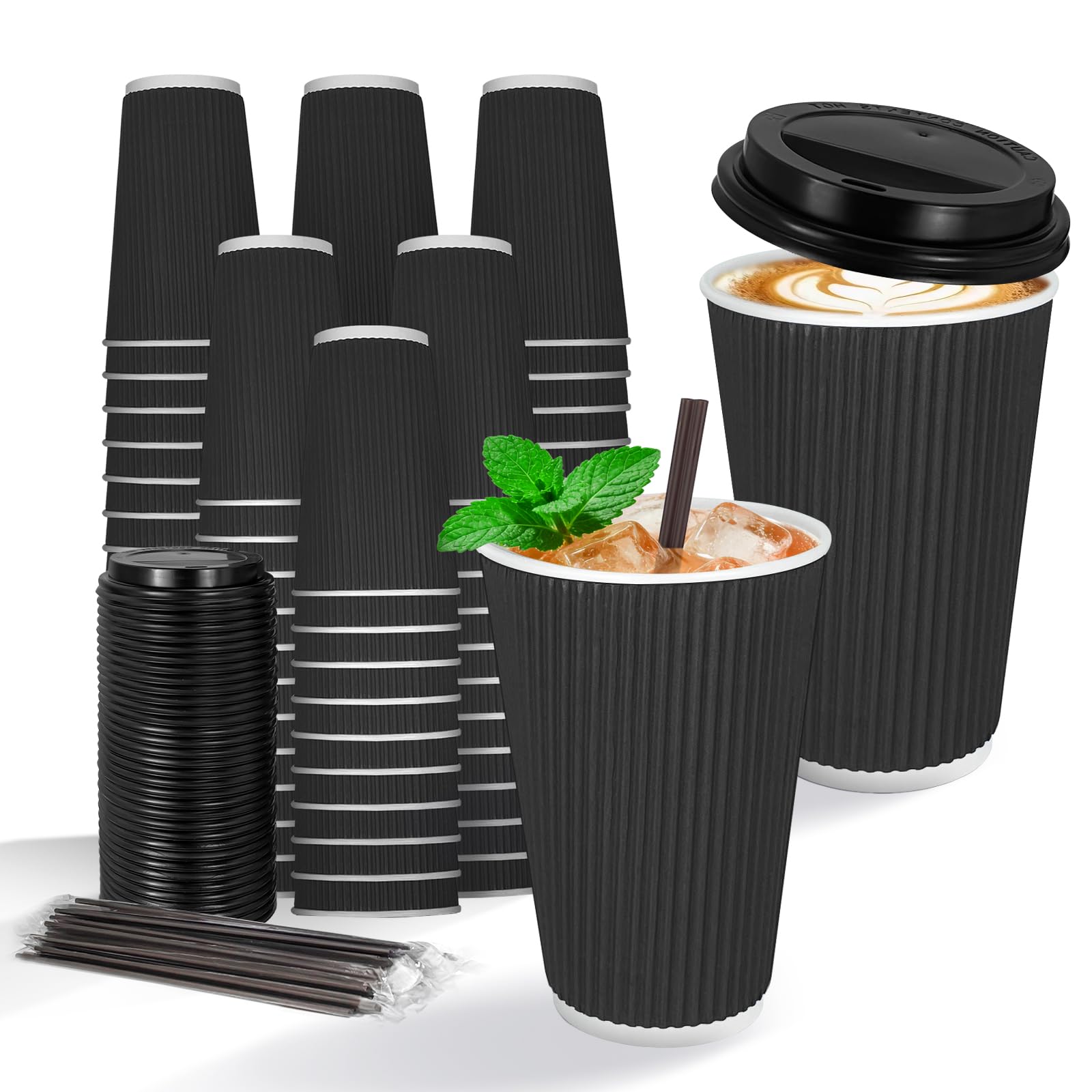58% Off 90-Pack Disposable Coffee Cups with Lids - Image 1