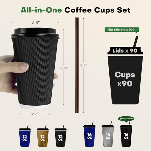 58% Off 90-Pack Disposable Coffee Cups with Lids - Image 7
