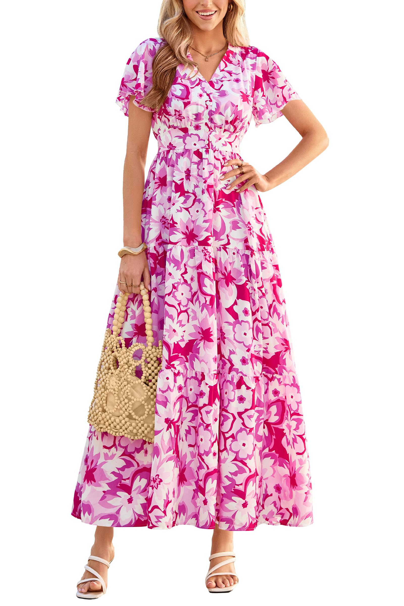 20% Off PRETTYGARDEN Women Summer Maxi Dress Flowy Boho Sundress - Image 1
