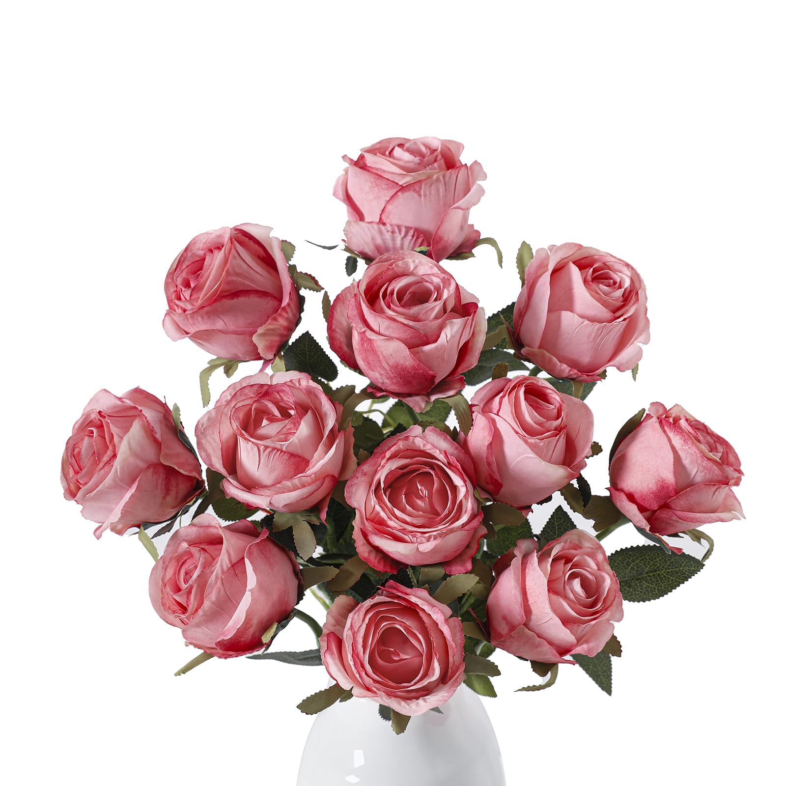 Save 50% on 12pcs Realistic Silk Velvet Artificial Pink Roses - Image 1